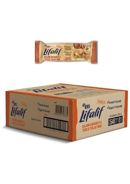 Eti Lifalif Kajun Baharatlı Tuzlu Yulaf Bar 30 G x 16 Adet modelleri