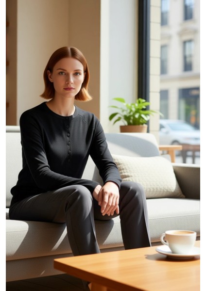 Kadın Bisiklet Yaka Uzun Kol Regular Kalıp Pamuklu Örme Düz Bluz Günlük Kullanım Için Ideal fiyatları