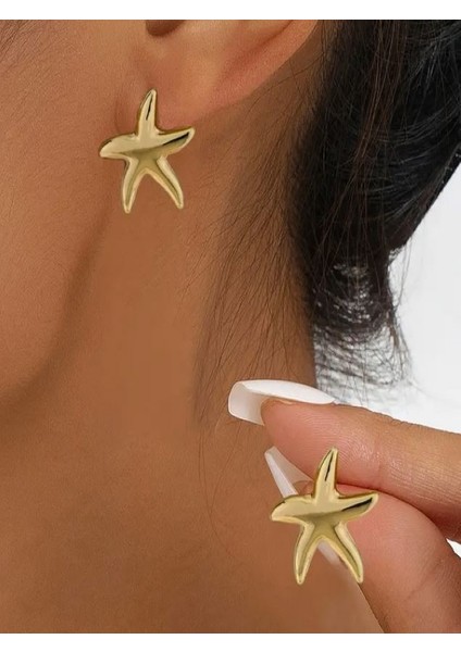 Altın Rengi Denizyıldızı Küpe