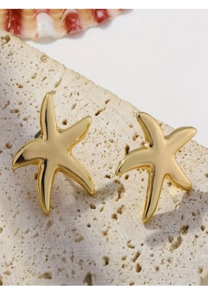 Altın Rengi Denizyıldızı Küpe