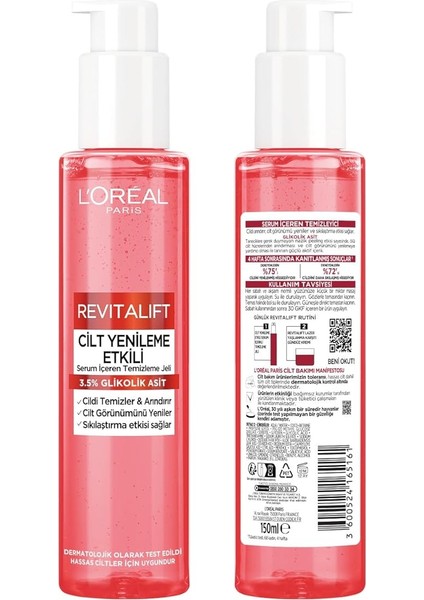 Parıs Revitalift Cilt Yenileme Etkili Temizleme Jeli 150ML - Glikolik Asit fiyatları