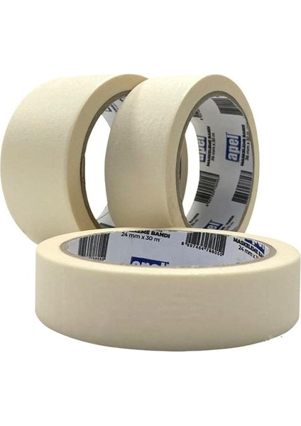 3 Adet Maskeleme Bantı Kağıt Bant 36 mm x 30 mt