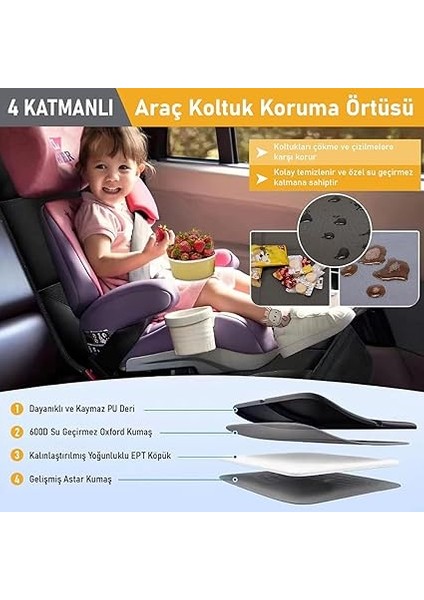 Oto Koltuk Koruyucu Kılıf, Çocuk Oto Koltuğu Için Koruyucu Örtü, Kalın Pedli Araba Araç Koltuk Minderi Su Geçirmez Evcil Hayvan, Kedi Köpek Araç Koltuğu Örtüsü, Siyah indirimleri
