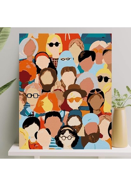 Hobi Sanat Sayılarla Boyama Tuval Seti Fırça Boya Dahil (Çıtalı) 40X50 cm - Insanlar