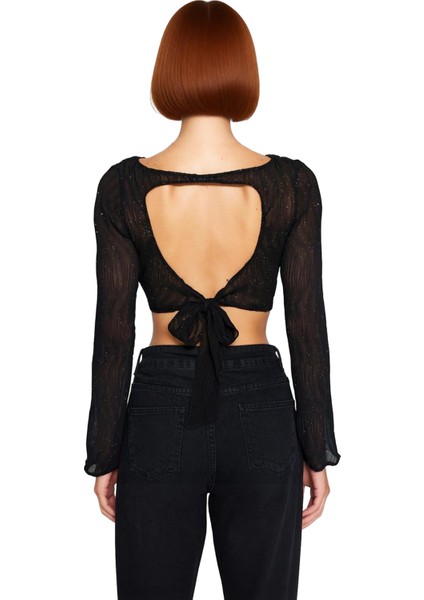 Kadın Parıltılı Dokuma Şifon Bluz Bisiklet Yaka Fitted Kalıp Şık Gece Kombinleri Için Ideal fırsatları