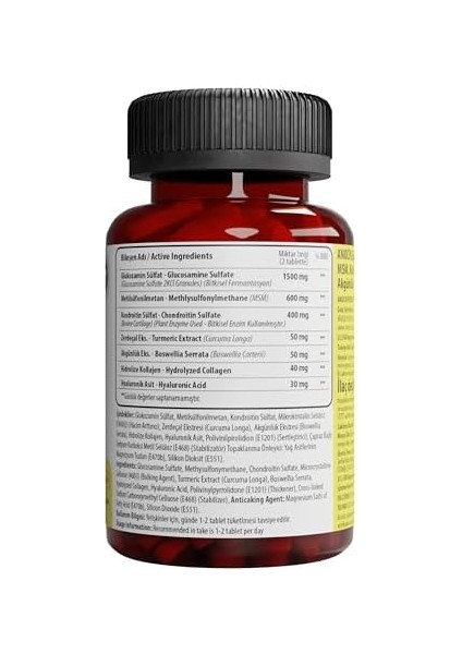 Anocin Glucosamine Chondroitin Msm Kolajen Curcumin Tablet 1500 Mg Glukozamin Kondroitin Collagen modelleri