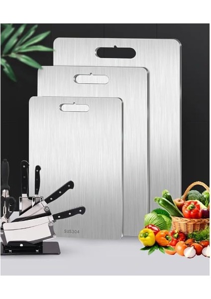 Paslanmaz Çelik Kesme Tahtası Seti