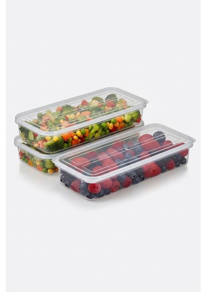 3’lü Derin Dondurucu Organizer Set – Şeffaf Buzluk Saklama Kutuları (1 Büyük + 2 Küçük)