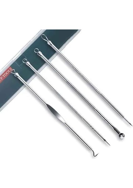 Hoala Hoala Akne ve Siyah Nokta Temizleyici Komedon Seti, 4 Parçalı Paslanmaz Kutulu Cilt Temizleme Seti, Yağ Bezesi, Siyah Nokta, Sivilce Giderici Cilt Aparatı