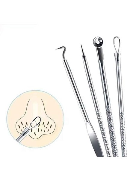 Hoala Hoala Akne ve Siyah Nokta Temizleyici Komedon Seti, 4 Parçalı Paslanmaz Kutulu Cilt Temizleme Seti, Yağ Bezesi, Siyah Nokta, Sivilce Giderici Cilt Aparatı fiyatları