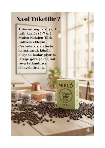 Muico Geleneksel Öğütülmüş Kolajen Türk Kahvesi– Kolajen Peptit & Hindiba Ekstraktlı 200 gr fiyatları
