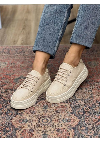 Nava Kalın Taban Bej Kadın Spor Ayakkabı modelleri