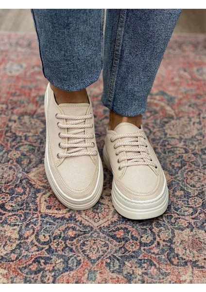 Nava Kalın Taban Bej Kadın Spor Ayakkabı fırsatları