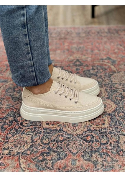 Nava Kalın Taban Bej Kadın Spor Ayakkabı