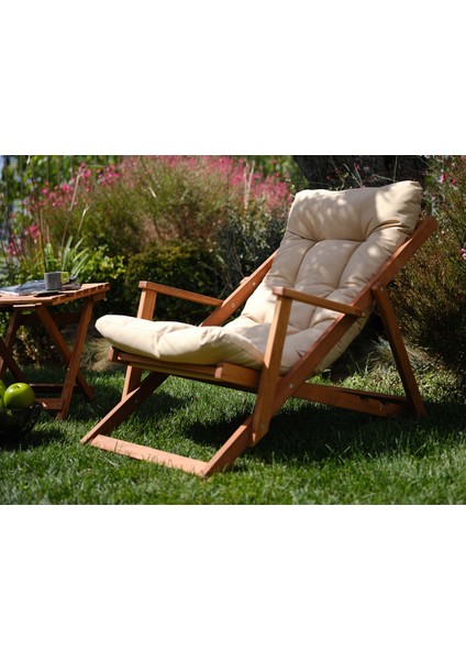 Rivoli Ahşap Kollu Minderli Kademeli Şezlong ve Sehpa Takımı modelleri