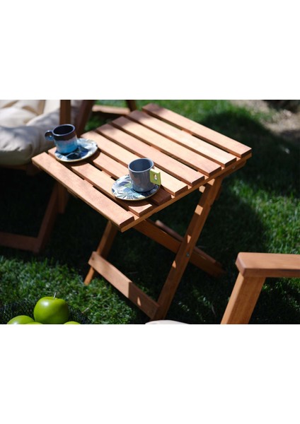 Rivoli Ahşap Kollu Minderli Kademeli Şezlong ve Sehpa Takımı fırsatları