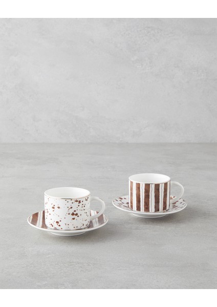Sedona New Bone China 4 Parça 2 Kişilik Kahve Fincan Takımı 100 ml Kahverengi