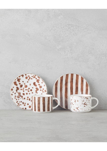 Sedona New Bone China 4 Parça 2 Kişilik Kahve Fincan Takımı 100 ml Kahverengi fiyatları