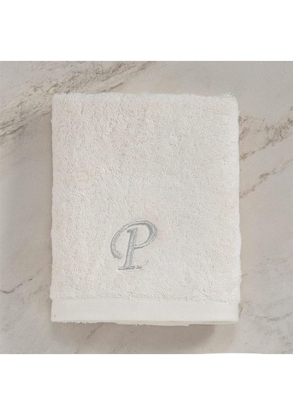 Nakışlı Yüz Havlusu 50X90 cm Ekru