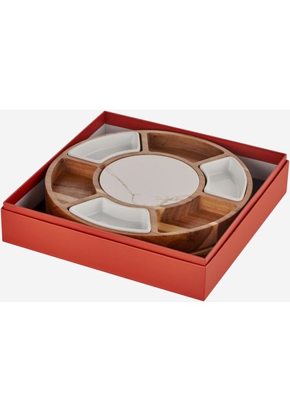 Acacia Elegance Kahverengi Ahşap Peynir Sunum Tabağı