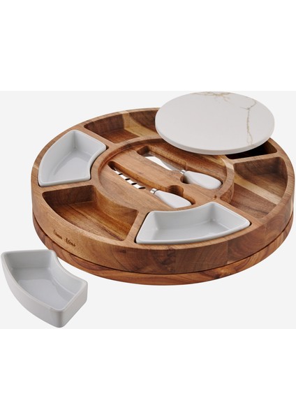 Acacia Elegance Kahverengi Ahşap Peynir Sunum Tabağı fiyatları