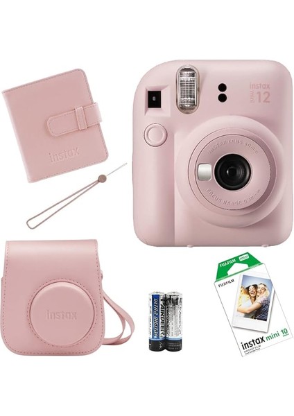 Fujifilm Mini 12 Fotoğraf Makinesi+Çanta+Askı+Pil +10'lu Film+Albüm (Pembe)