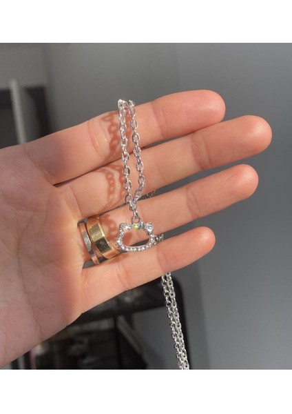 Kristal Zirkon Taşlı Parlak Minimal Hello Kitty Kolye fırsatları