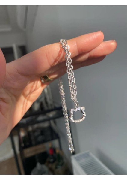 Kristal Zirkon Taşlı Parlak Minimal Hello Kitty Kolye indirimleri