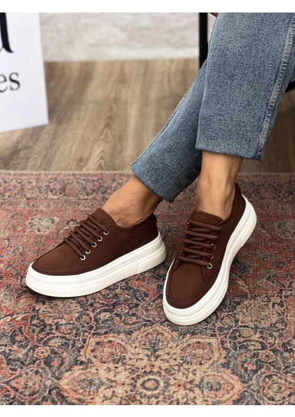 Nava Kalın Taban Kahverengi Kadın Spor Ayakkabı modelleri
