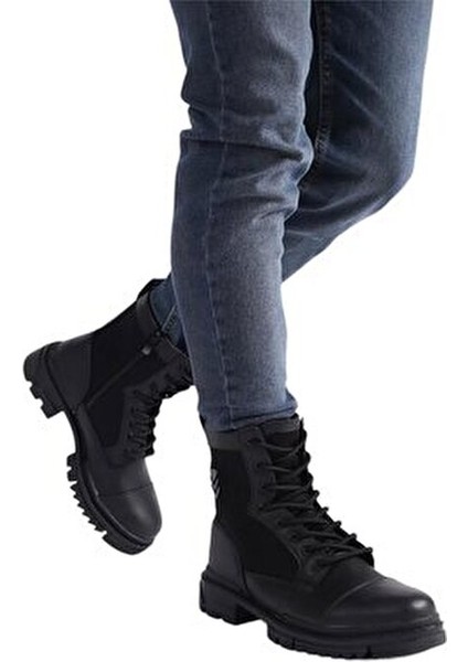 Bağcıklı Fermuarlı Erkek Postal Bot SİYAH