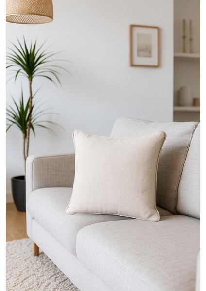 Kırçıllı Krem Kırlent Kılıfı Dekoratif Bohem Soft Koltuk Sırt Yastık Hediyelik Yılbaşı 45x45 fiyatları
