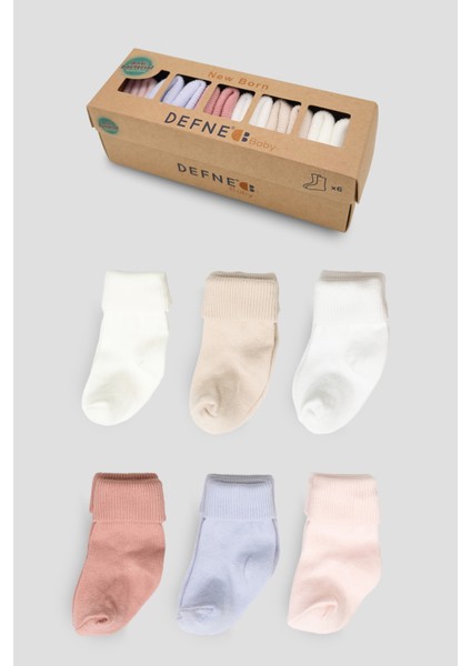 6 Çift Kutulu Kız Newborn Yeni Doğan ve Bebek Çorabı 0-6 Ay