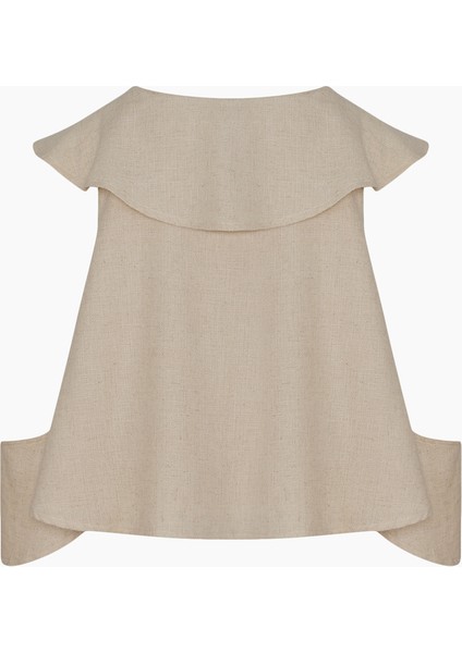 Natürel Keten Fırfırlı Bluz indirimleri