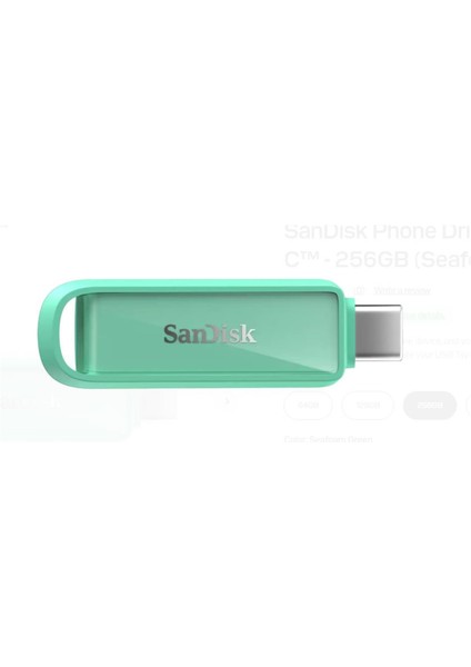 SDIXS0N-256G-GN6NQ 256GB Phone Drive With USB-C-128GB (Seafoam Green) Flash Bellek