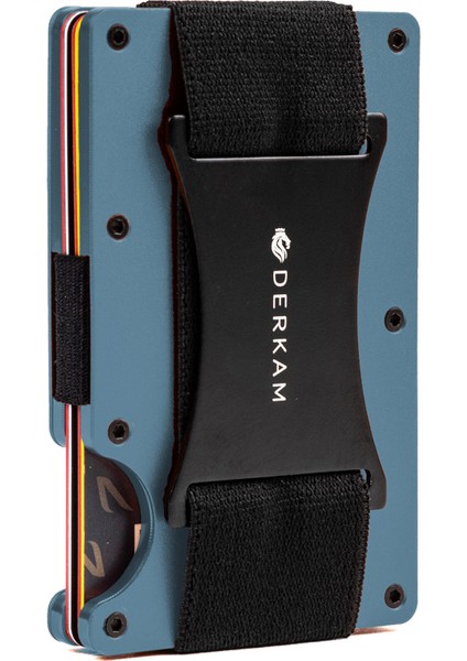 Derkam Minimalist Cüzdan & Kartlık - Erkek Kartlık | RFID Korumalı Alüminyum Kartlık | T-Blue