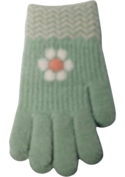 Spteks Kitti 4-8 Yaş Kız Çocuk Mint Renk Çiçek Desenli Kışlık Örme Eldiven fırsatları