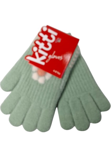 Spteks Kitti 4-8 Yaş Kız Çocuk Mint Renk Çiçek Desenli Kışlık Örme Eldiven indirimleri