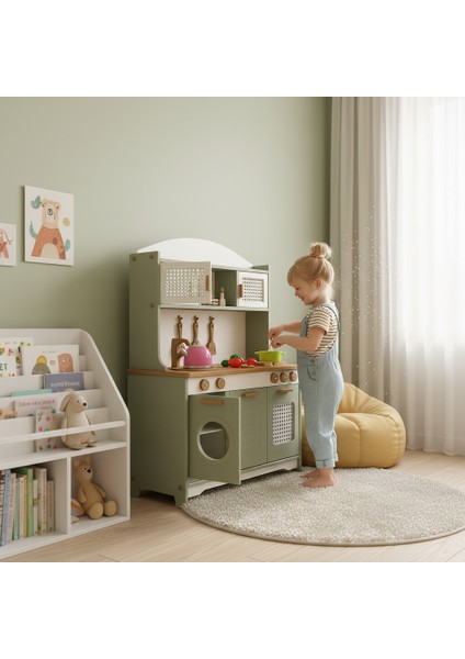 Beyaz Hazeranlı Yeşil Oyuncak Mutfak Seti(Ledli) fiyatları