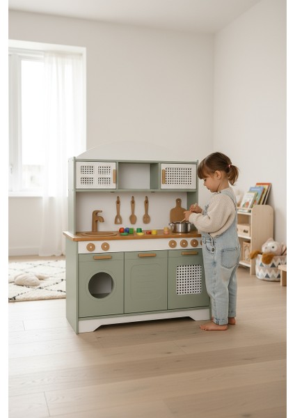 Beyaz Hazeranlı Yeşil Oyuncak Mutfak Seti(Ledli) modelleri