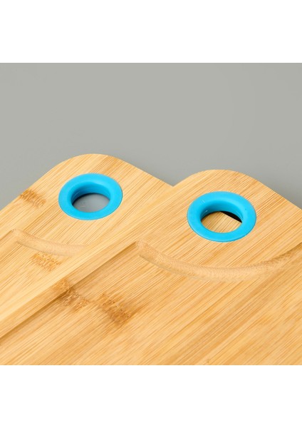 Dual 2'li Kesme Tahtası - Açık Kahverengi / Mavi - 28X20 cm + 33X22 cm modelleri