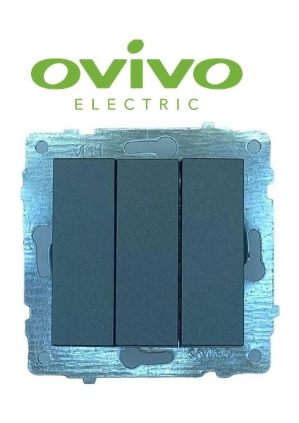 Füme Üçlü Anahtar Çerçevesiz Grano - Priz ve Anahtar Için Uyumlu Çerçeve