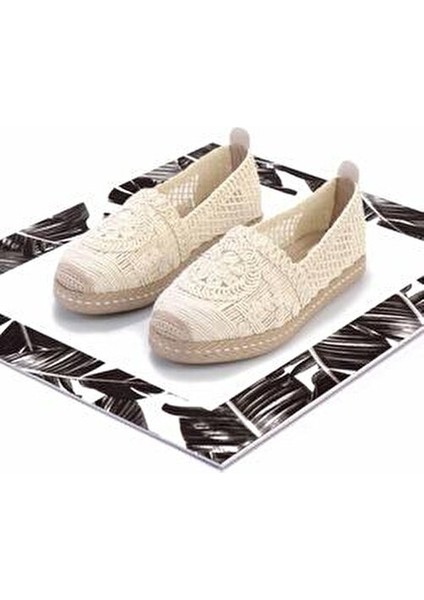 Bej Örgü Kadın Espadril Tekstil Malzemeden Düz Tabanlı fırsatları
