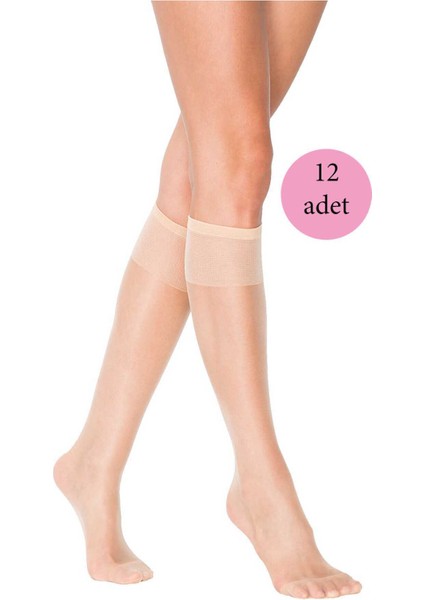 12 Adet Süper Ince 15 Den Mat Pantolon Çorabı Açık Ten