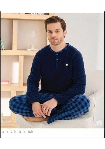 Erkek Düğme Yaka Kışlık Polar Pijama Takımı 6100/10,1 - 1 Adet