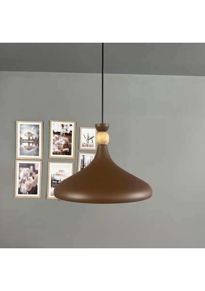 Sütlü Kahve Ahşap Şapka Tekli Avize Sarkıt Salon Mutfak Cafe Butik Lamba Aydınlatma Avizeler fiyatları