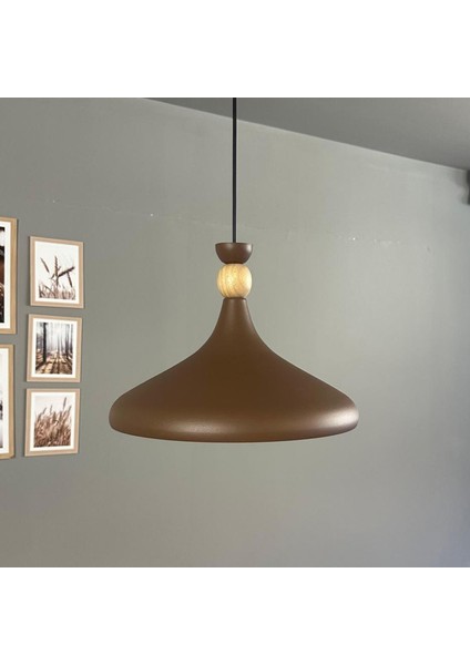 Sütlü Kahve Ahşap Şapka Tekli Avize Sarkıt Salon Mutfak Cafe Butik Lamba Aydınlatma Avizeler modelleri