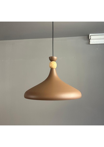 Sütlü Kahve Ahşap Şapka Tekli Avize Sarkıt Salon Mutfak Cafe Butik Lamba Aydınlatma Avizeler fırsatları