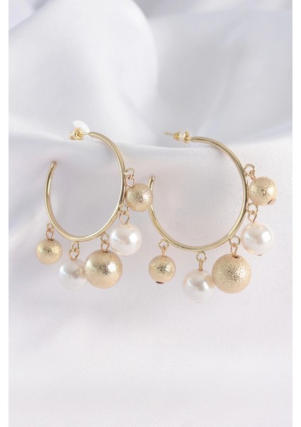 Bfs Pirinç Gold Renk Topçuk Model Halka Küpe