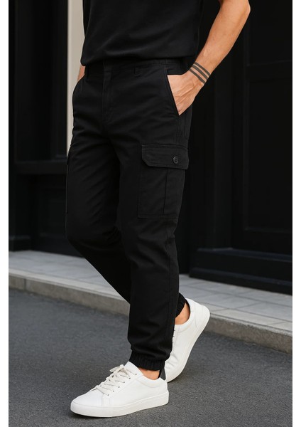 Erkek Günlük Trend Bol Paça Siyah Taktik Kargo Pantolon fiyatları