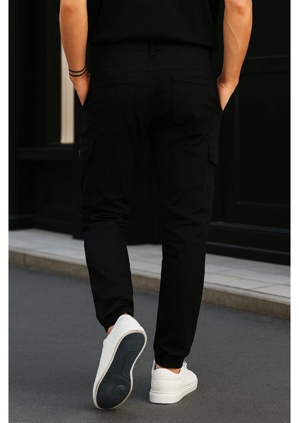 Erkek Günlük Trend Bol Paça Siyah Taktik Kargo Pantolon indirimleri